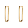 Polished 24K gold plated U-shaped huggie earrings with minimalist rectangular design - Gold (JQH0417-GG)