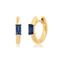 Goldene Creolen mit rechteckigen blauen Zirkoniasteinen in einer stabilen Vier-Krallen-Fassung - Gold mit blauem Strass (JQH0394-GG-4)
