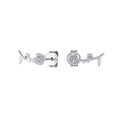 Elegante 925er Sterlingsilber Rosenohrstecker mit detaillierten Blattmotiven für Damen - 24K / Silber