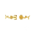Elegante goldene Rosen-Ohrstecker aus S925 Sterlingsilber mit feinem Blumendesign - 24K / Gold