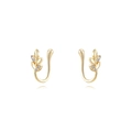 Minimalist gold olive leaf ear clips with zircon inlay and polished finish - Rhinestone Leaf Style (JQH0176-GG) / Gold