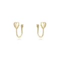 Polished golden heart-shaped non-piercing ear cuff with U-shaped minimalist open design - Smooth Heart Style (JQH0177-GG) / Gold