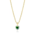 Detailansicht der Goldkette mit herzförmigem grünem Zirkon und einem Diamant-Halo - Grün Gold