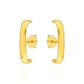 Minimalist gold bar stud earrings with curved design and polished mirror finish - 24K / Curved Bar Gold (W80024-GG)