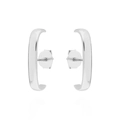Polished silver C-shaped curved stud earrings with sleek metal finish and butterfly backings - 24K / Curved Bar Silver (W80024-SS)