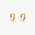 Minimalist U-shaped gold hoop earrings with a polished mirror finish on white background - Polished Mini Hoop (W80052) / Gold