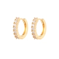 Orecchini a cerchio in oro con pietre di zircone bianco tondo e incastonatura pavé - Grande / Oro