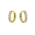 Detail von goldenen Creolen mit sieben runden Zirkonia-Steinen in Mikro-Pave-Fassung - Gold Pave Creolen (W80284-GG)