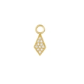 Makro-Detail von geometrischen Rauten-Ohrring-Anhängern mit funkelnden Zirkonsteinen - Gold Rhombus Stil (W80195-GG)