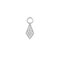 Detailansicht des rhodinierten silbernen Rautenanhängers mit Pavé-gefassten Zirkoniasteinen - Silber Rhombus Stil (W80195-SS)