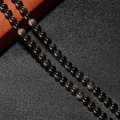 Polierte natürliche schwarze Obsidianperlen mit Katzenaugeneffekt für DIY-Schmuck - 10 Stück/Packung (6mm) / Silberobsidian