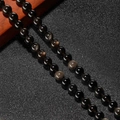 Polierte natürliche schwarze Obsidianperlen mit Katzenaugeneffekt für DIY-Schmuck - 10 Stück/Packung (8mm) / Silberobsidian
