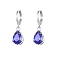Elegant teardrop-shaped dark blue sapphire earrings in silver plating - Silver Dark Blue (W80041-SS-3)