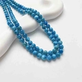 Mehrlagige Halskette mit blauen Natursteinen und runden Edelsteinperlen mit Textur - Larimar Apatit / 6mm (5 Stück/Packung)