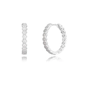 Luxury silver honeycomb hoop earrings with white zircon stones on a white background - JQH0330-Honeycomb Hexagon Style / Silver