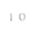 Minimalist silver hoop earrings featuring a honeycomb design with clear zircon stones - JQH0331-Mini Honeycomb Style / Silver