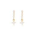 Elegant gold drop earrings with square zircon pendant and micro-set round crystals - Princess Square Drill (JQH0327) / 24K / Gold