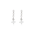 Close-up of silver earrings featuring princess cut cubic zirconia with a drop design - Princess Square Drill (JQH0327) / 24K / Silver