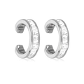 Silver cuff earrings with rectangular cut cubic zirconia in a minimalist luxury style - 24K / Silver with White Zirconia