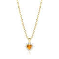 Goldene Herz-Halskette mit orangefarbenem Zirkonia-Anhänger und weißen Steinen für Damen - Champagner Gold