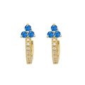 Boucles d'oreilles créoles dorées avec zircons blancs et diamants bleus en grappe - Style Doré Zirconium Bleu / 24K