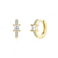 Elegant 18K gold plated hoop earrings with square cubic zirconia and prong setting - 24K / Gold Clear (W80209-GG-1)