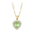 Elegante goldene Herz-Halskette mit hellgrünem Zirkon und Pavé-Kristallakzenten - Apfelgrün Gold