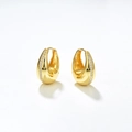 Elegante goudkleurige druppelvormige oorringen met dubbele rij zirkonia steentjes - 24K / Goud