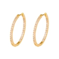 Créoles dorées classiques ornées de zircons ronds étincelants avec fermoir sécurisé - 26mm / Or