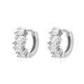 Elegant Ag925 sterling silver hoop earrings with four rectangular cut cubic zirconia stones - 24K / Silver Clear Zirconia (JQH0222-SS-1)
