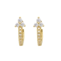 Eleganti orecchini a cerchio dorati con zirconi scintillanti e design a forma di trifoglio - Oro con Zirconi Trasparenti / 24k