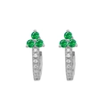 Créoles en argent avec trèfle en zircon vert émeraude et pierres précieuses blanches - Style Argent Zirconia Vert / 24K