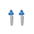 Créoles élégantes en argent avec grappes de zircon bleu et petites pierres blanches - Style Argenté Zirconium Bleu / 24K