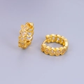 Élégantes boucles d'oreilles créoles cœur en or 18 carats serties de zircons brillants - Plaqué Or 24K / Or