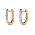 Elegante gouden U-vormige creolen met micro-pave zirkoniasteentjes voor vrouwen - Goud / Kleine Ovale Stijl (JQH0412-GG)