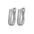 U-vormige zilveren oorringen met zeven vierkant geslepen zirkonia op witte basis - U-Vorm Huggie (JQH0636-SS-2) / 24K / Zilver