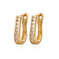 Gouden U-vormige huggie-oorbellen met vierkante zirkoonstenen op een witte achtergrond - U-Vorm Huggie (JQH0636-GG-2) / 24K / Goud