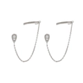 Zilveren oorbellen met dubbele piercing, kettingkwastjes en sprankelende strassteentjes - 24K / Zilver (JQH0949-SS)