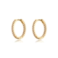 Boucles d'oreilles créoles dorées avec serti micro-pave de cristaux de zircon brillants - Style Créole Pavé Doré (JQH0335-GG)