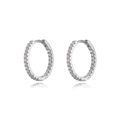 Créoles plaquées argent avec incrustation de zircon étincelant dans un design symétrique - Style Créole Pavé Argenté (JQH0335-SS)