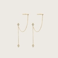 Elegante vergulde kwastjes oorbellen met micro ingelegde zirkonia en een kruismotief - 24K / Kwastje Oormanchet Goud (JQH0962-GG)