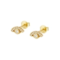 Clous d'oreilles luxueux en argent S925 plaqué or avec zircon en forme d'œil serti - Style Mauvais Œil Doré (JQH0342-GG)