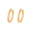 Luxurious gold-plated hoop earrings with sparkling white cubic zirconia micro-pave setting - 16mm / Gold