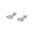 Boucles d'oreilles œil porte-bonheur en argent S925 avec zircons cubiques brillants - Style Mauvais Œil Argenté (JQH0342-SS)