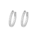 Silver hoop earrings with sparkling pave-set cubic zirconia in a minimalist style - 16mm / Silver