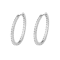 Créoles minimalistes en argent avec pavé de zircons blancs et design élégant à charnière - 22mm / Argent