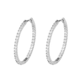 Créoles classiques en argent avec oxydes de zirconium sertis pour femmes - 26mm / Argent