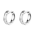Eleganti orecchini a cerchio in argento lucido con zirconi cubici rettangolari incastonati - Orecchini a Cerchio (JQH0057) / 24k / Argento
