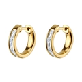 Eleganti orecchini a cerchio dorati con zirconi baguette incastonati su fondo bianco - Orecchini a Cerchio (JQH0057) / 24k / Oro