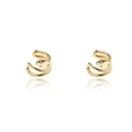 Goldene mehrlagige Schlangen-Ohrklemmen mit Zirkonia-Augen und Spiralwickel-Design - Goldener Schlangen-Ohrclip (JQH0101-GG)